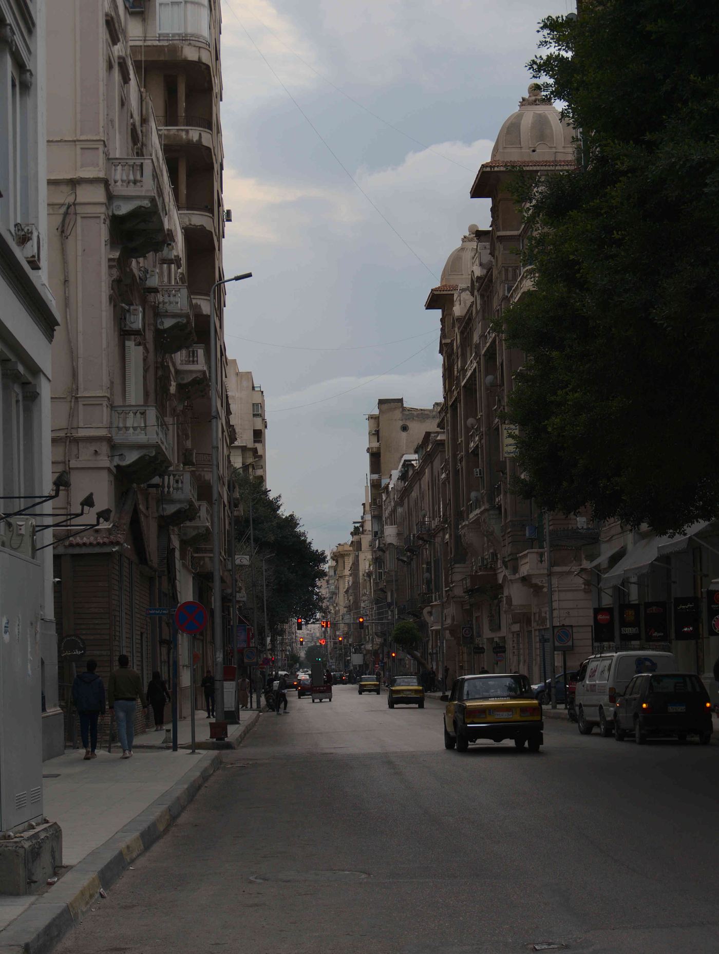 A busy street downtown in Egypt
